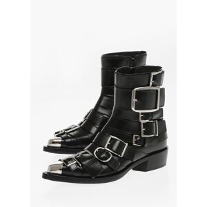 Alexander McQueen Stivaletti Texani HARDWARE Multifibbia con Punta Metallica 4 taglia 36