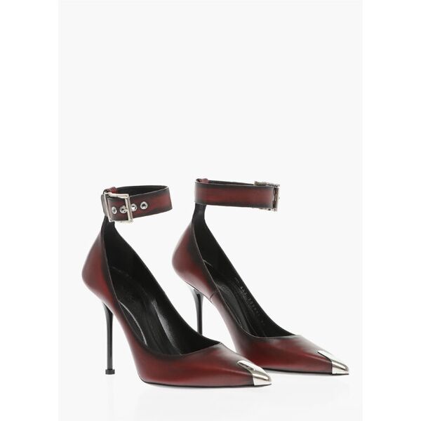 alexander mcqueen pumps in pelle con tacco a spillo e cinturino alla caviglia taglia 40