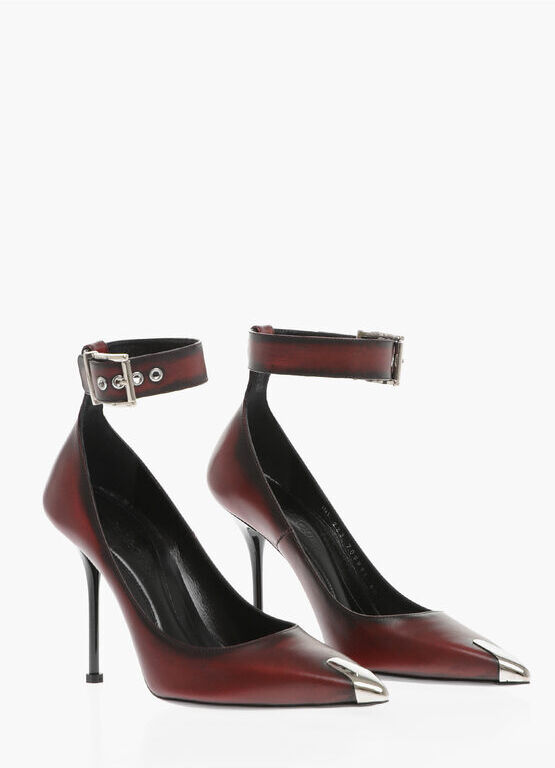 Alexander McQueen Pumps in Pelle con Tacco a Spillo e Cinturino alla Caviglia taglia 40