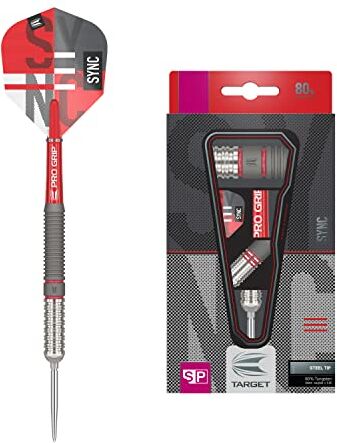 Target Darts SYNC 80% tungsteno Swiss Point Punta in Acciaio Set Freccette, Unisex, Rosso, Argento e Nero, 22 g