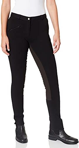 Pfiff Reithose Vollbesatzhose, Pantaloni da equitazione con rinforzo completo Donna, Nero (Black/Brown), 38