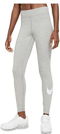 Nike W NSW ESSNTL LGGNG Swoosh MR Leggings, Dk Grey Heather/(White), XL Donna