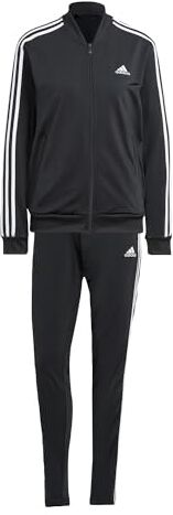 Adidas W 3S TR TS Tuta da Ginnastica, Top:Black/White Bottom:Black/White, M Corto Donna