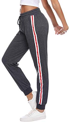 Sykooria Pantaloni Sportivi Donna Cotone Pantaloni da Tuta Donna Larghi con Coulisse e Tasche Leggeri Pantaloni per bbigliamento da Casa Fitness Corsa Yoga Grigio Scuro XXL