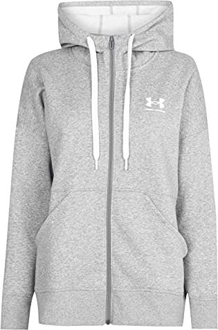 Under Armour Felpa Con Cappuccio Rival Fleece Full Zip Felpa Con Cappuccio, Donna, Steel Medium Heather / / White (035), XS