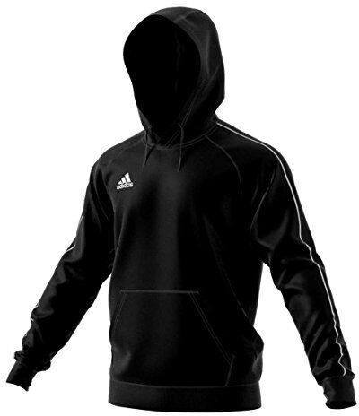 Adidas Core 18 K, Felpa con Cappuccio Unisex-Adulto, Nero (Black/White), 128 (7-8 Anni)