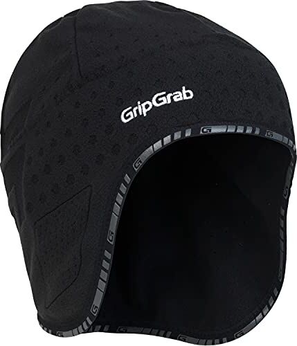 GripGrab Sottocasco Aviator Antivento Termico Sotto Casco Ciclismo Cap Cappello Invernale In Pile Bicicletta Copricapo, Nero, M (5003)