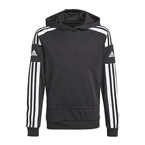 Adidas Squadra 21 Hooded Track Top, Felpa Sportiva con Cappuccio Unisex - Bambini e Ragazzi, Black/White, 176