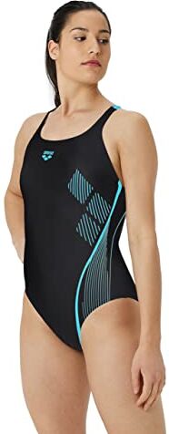 Arena Women's Swimsuit Swim Pro Back Graphic, Intero Donna, Black-martinica, 46