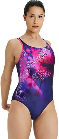 Arena Placement U Back, Costume da Bagno Intero con Reggiseno Interno Donna, Multicolore (Navy-Freak Rose-Multi), 42