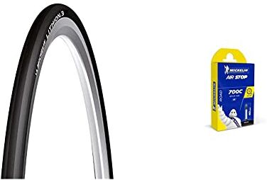 Michelin Lithion.3, Copertura per Bicicletta Unisex Adulto, Nero, 700x25 & Camera d'aria 700C, 18-25 622, la confezione può variare