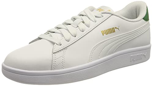 Puma Unisex Adults' Fashion Shoes SMASH V2 L Trainers & Sneakers, PUMA WHITE-PUMA WHITE-AMAZON GREEN-PUMA TEAM GOLD, 37