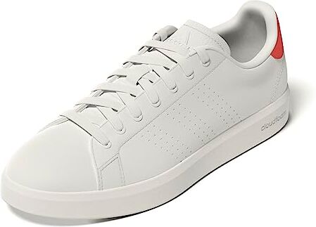 Adidas Advantage Premium Leather Shoes, Sneakers Uomo, Core White Core White Bright Red, 44 2/3 EU