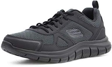 Skechers Track Bucolo, Scarpe running Uomo, Black Leather Mesh Trim, 44 EU