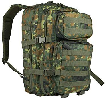 Mil-Tec Military Army Patrol Zaino da assalto 36L MOLLE, tattico e da pattuglia, Flecktarn