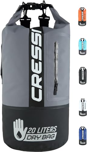 Cressi Dry Bag Premium, Sacca/Zaino Impermeabile per attività Sportive Unisex Adulto, Nero/Grigio/Bicolore, 20 L