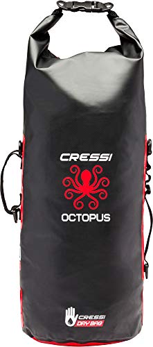 Cressi Octopus Dry Backpack, Sacca/Zaino Stagna Multiuso Unisex Adulto, Nero/Rosso, 30 L