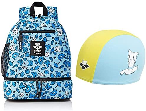 Arena Team Backpack Friends, Zaino Unisex Bambino, Blu, Taglia Unica & Friends Kids Polyester cap, Swim Caps Unisex Bambino, Blue, TU