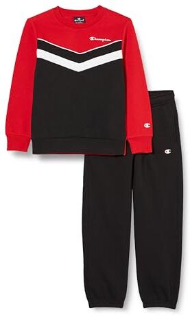 Champion Legacy Legacy Sweatsuits B - Colorblock Powerblend Fleece Crewneck Tuta sportiva, Rosso Scuro/Nero, 13-14 anni Bambino FW23