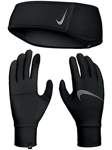 Nike Mens Essential, Fascia per Capelli e Guanti. Uomo, Nero/Nero/Argento, L XL