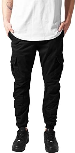 Urban Classics Pantaloni Cargo Uomo in Stile Militare, Pantaloni Slim Fit, Polsini alle Caviglie, Colore: Nero, Taglia: 3XL