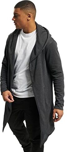 Urban Classics Uomo Cardigan Giacca Cappuccio, Maglione Manica Lunga, Invernale Asimmetrico, 100% Cotone, Stile Casual, Colore: carbone, Taglia: 5XL