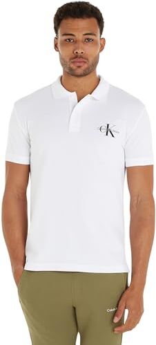 Calvin Klein Jeans MONOLOGO Polo J30J323395 Maniche Corte, Bianco (Bright White), S Uomo