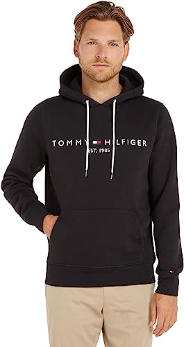 Tommy Hilfiger Logo Hoody Felpa, Jet Black, XL Uomo