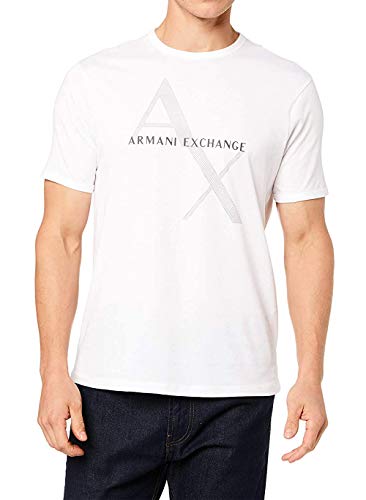 Armani EXCHANGE T-shirt Classica In Cotone Con Logo, T-shirt Uomo, Bianco, XS