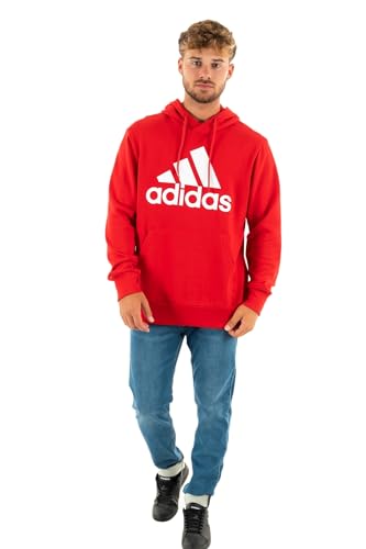 Adidas Essentials French Terry Big Logo Hoodie Felpa con cappuccio, Better Scarlet/White, XS Uomo