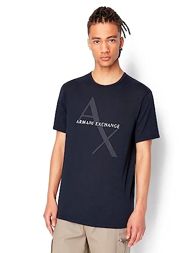 Armani EXCHANGE T-shirt Classica In Cotone Con Logo, T-shirt Uomo, Blu, L