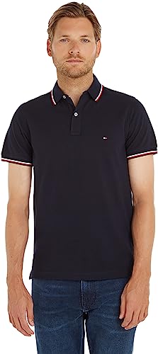 Tommy Hilfiger Maglietta Polo Maniche Corte Uomo Core Tommy Tipped Slim Fit, Blu (Desert Sky), L