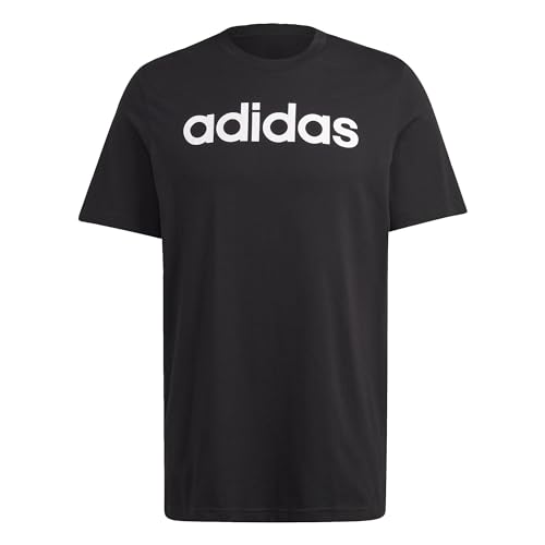 Adidas Essentials Single Jersey Linear Embroidered Logo Short Sleeve T-shirt Maglietta, Nero, XL Tall Uomo