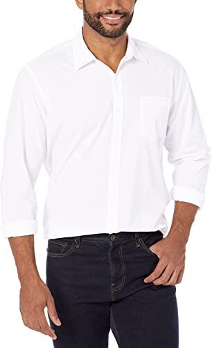 Amazon Essentials Camicia Casual in Popeline a Maniche Lunghe vestibilità Regular Uomo, Bianco, XL