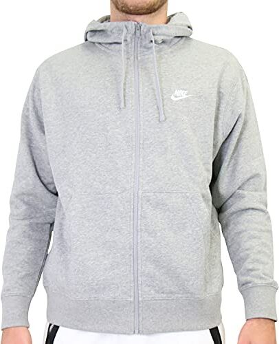 Nike M NSW Club, Felpa Uomo, Dk Grey Heather Matte Silver White, S