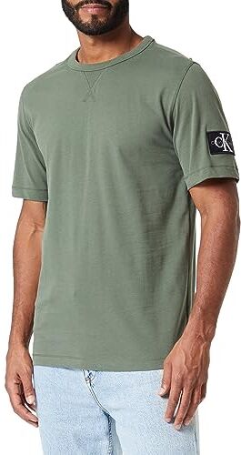 Calvin Klein Jeans Badge Regular Tee J30J323484 Top in Maglia a Maniche Corte, Verde (Thyme), XS Uomo