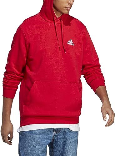 Adidas Essentials Fleece Felpa da Uomo, Scarlet, M