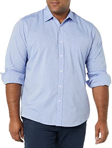 Amazon Essentials Camicia Casual in Popeline a Maniche Lunghe vestibilità Regular Uomo, Blu di Francia, L