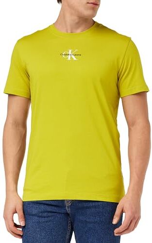 Calvin Klein Jeans MONOLOGO Regular Tee J30J323483 Top in Maglia a Maniche Corte, Giallo (Tonic Yellow), M Uomo