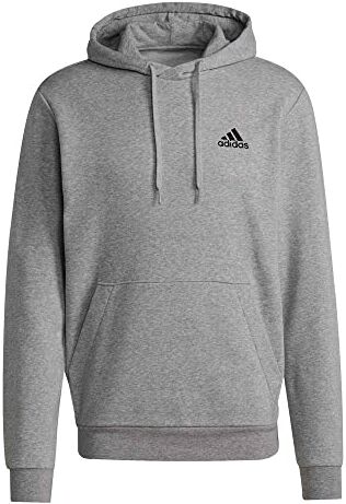 Adidas Essentials Fleece Felpa da Uomo, Medium Grey Heather / Black, XL