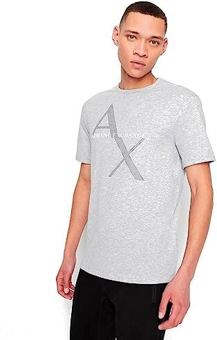 Armani EXCHANGE T-shirt Classica In Cotone Con Logo, T-shirt Uomo, Grigio, S