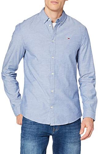 Tommy Hilfiger Tommy Jeans TJM SLIM STRETCH OXFORD SHIRT, L/S Shirts / Woven Tops Uomo, Blu (Twilight Navy), XS