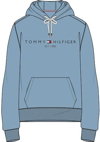 Tommy Hilfiger Logo Hoody Felpa, Sleepy Blue, 3XL Uomo