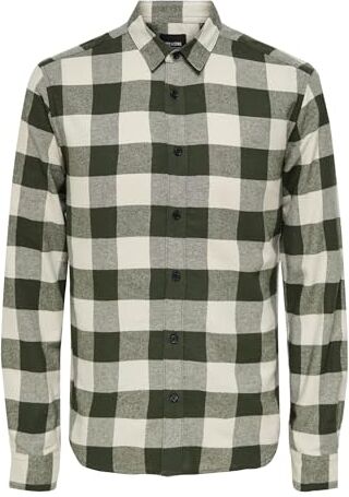 Only & SONS Onsgudmund LS Checked Shirt Noos Camicia, Forest Night 2, M Uomo