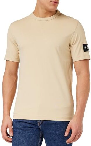 Calvin Klein Jeans Badge Regular Tee J30J323484 Top in Maglia a Maniche Corte, Beige (Warm Sand), M Uomo