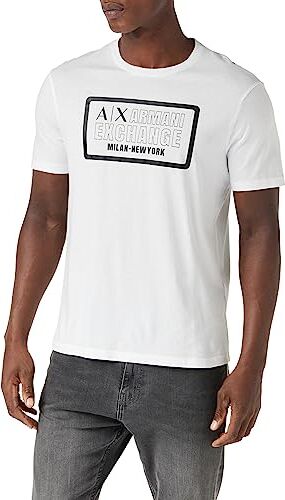 Armani Exchange Regular Fit Box Logo Pima Cotton Tee T-Shirt, Bianco, XL Uomo