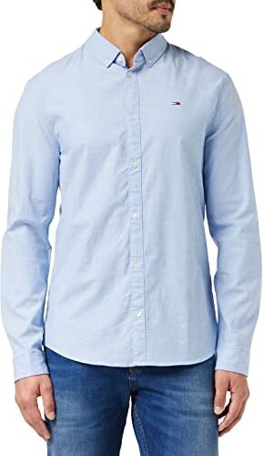 Tommy Hilfiger Tommy Jeans TJM SLIM STRETCH OXFORD SHIRT, L/S Shirts / Woven Tops Uomo, Blu (Perfume Blue), M