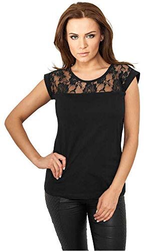 Urban Classics Ladies Top Laces Tee, Maglietta Donna, Nero, S