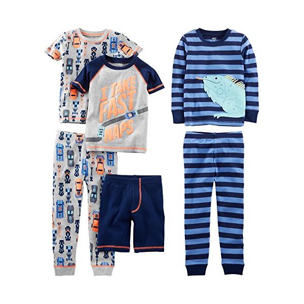 simple joys by carter's set pigiama in cotone aderente, 6 pezzi bambino, pacco da 3, auto, 3 anni