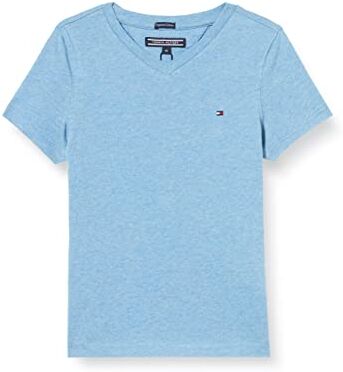 Tommy Hilfiger T-shirt Maniche Corte Bambino Scollo a V, Blu (Dark Allure Heather), 14 Anni